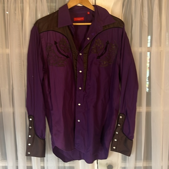 Christian Lacroix Western Embroidered Shirt Men’s Size 44/17.5” Neck Multi Color - Picture 5 of 11